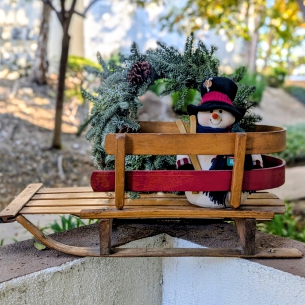 Canadian Sleigh Toboggan Genuine Wood 93' Vintage KIDS Christmas Decoration ⛄